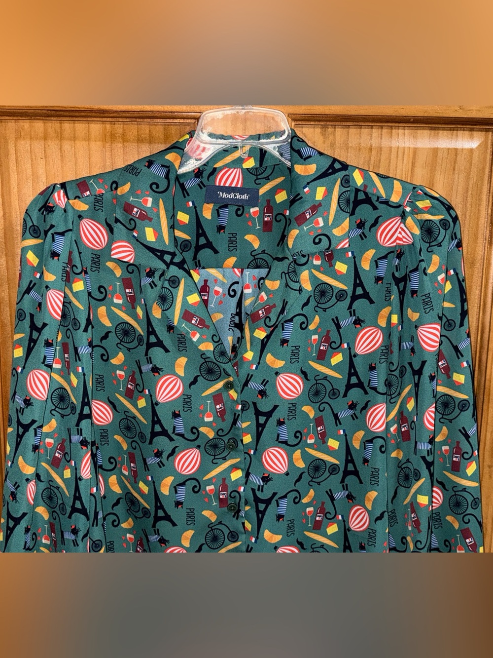 ModCloth Women’s Call It a Classic Camp Collar Long Sleeve Shirt-L-EC - Picture 3 of 12